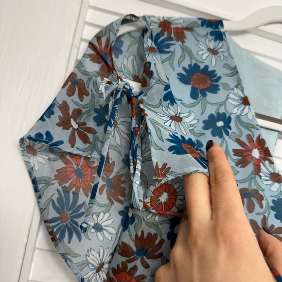 Madewell Floral Sundress with Tie Sleeves and Open Back. Size M. - Picture 2 of 6